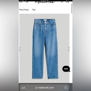 MWT MADEWELL The Perfect Vintage Tall jeans